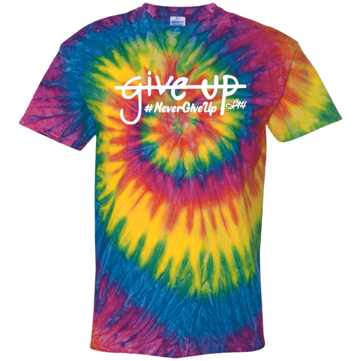 Never Give Up 100% Cotton Tie Dye T-Shirt